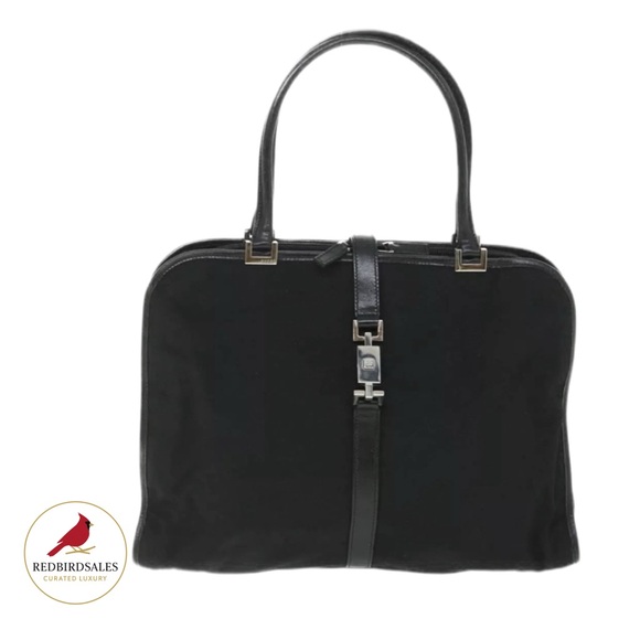 Gucci Jackie Line Black Nylon & Leather Tote Bag (Style 002-1072, Made in Italy) - Picture 1 of 14